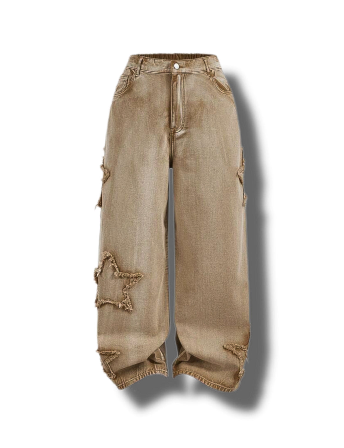 Deparkour - Girls Beig High Waste Baggy Jean