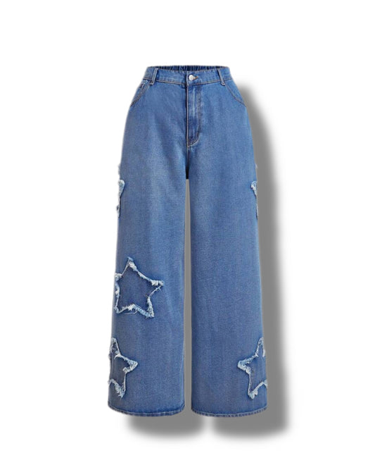 Deparkour - Girls Blue High Waste Baggy Jean