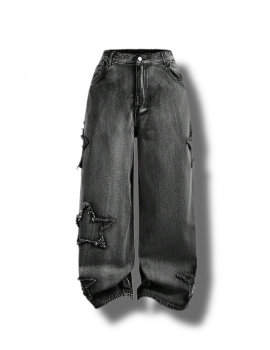 Deparkour - Girls Black High Waste Baggy Jean