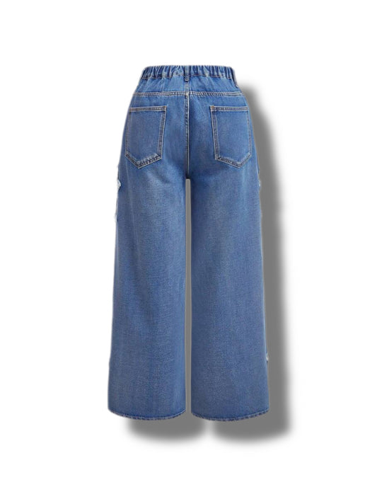 Deparkour - Girls Blue High Waste Baggy Jean