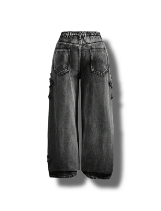 Deparkour - Girls Black High Waste Baggy Jean